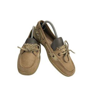 Sperry Top-Sider Women's size 7.5M Tan Leopard Leather Casual Loafers Boat Shoes